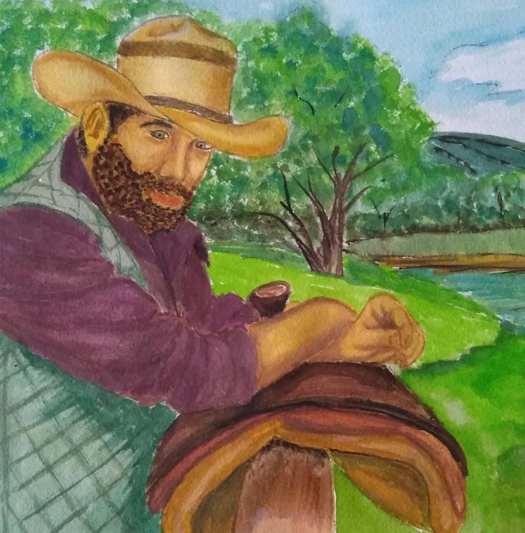 Bearded Cowboy by the River