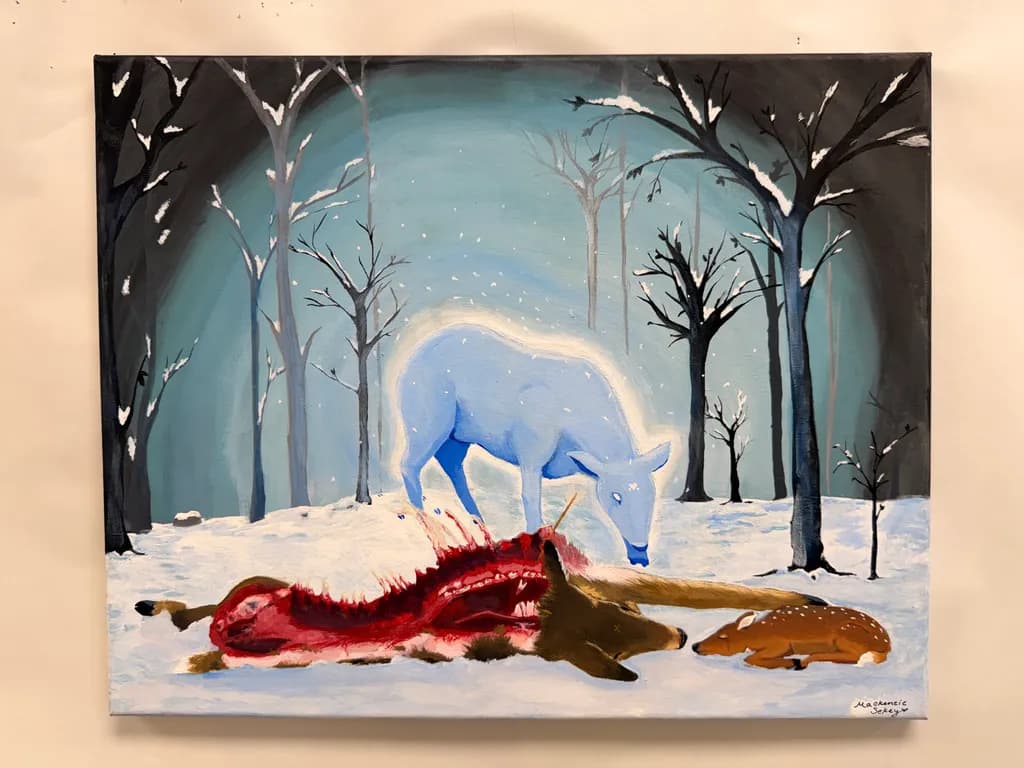 Winter Deer Scene