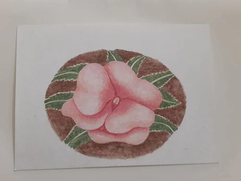 Pink Flower with Leaves