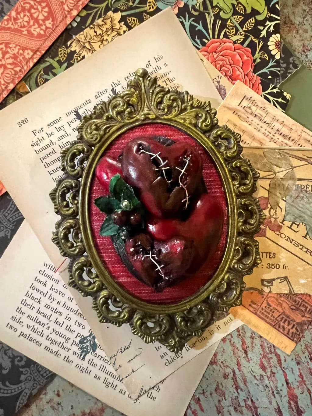 Stitched Heart Brooch