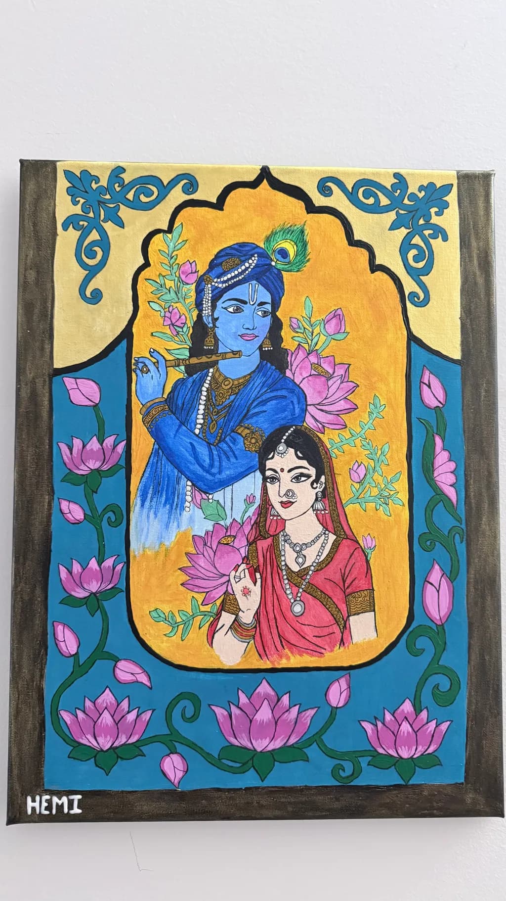 Krishna and Radha with Lotus