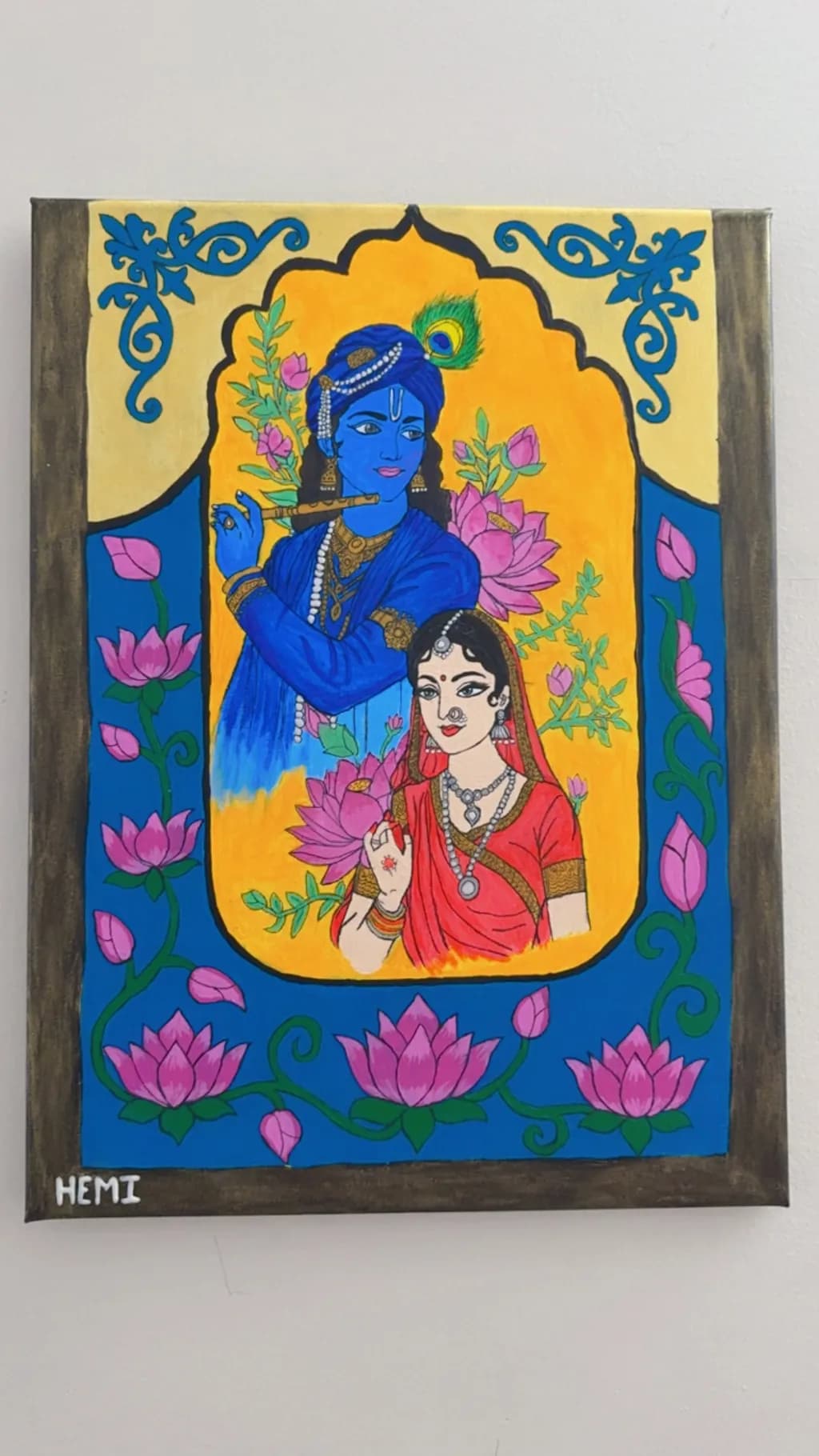 Krishna and Radha with Lotus
