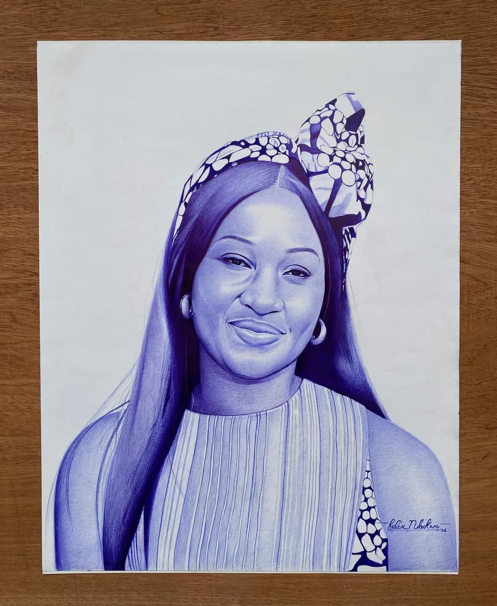 Portrait with Patterned Headwrap