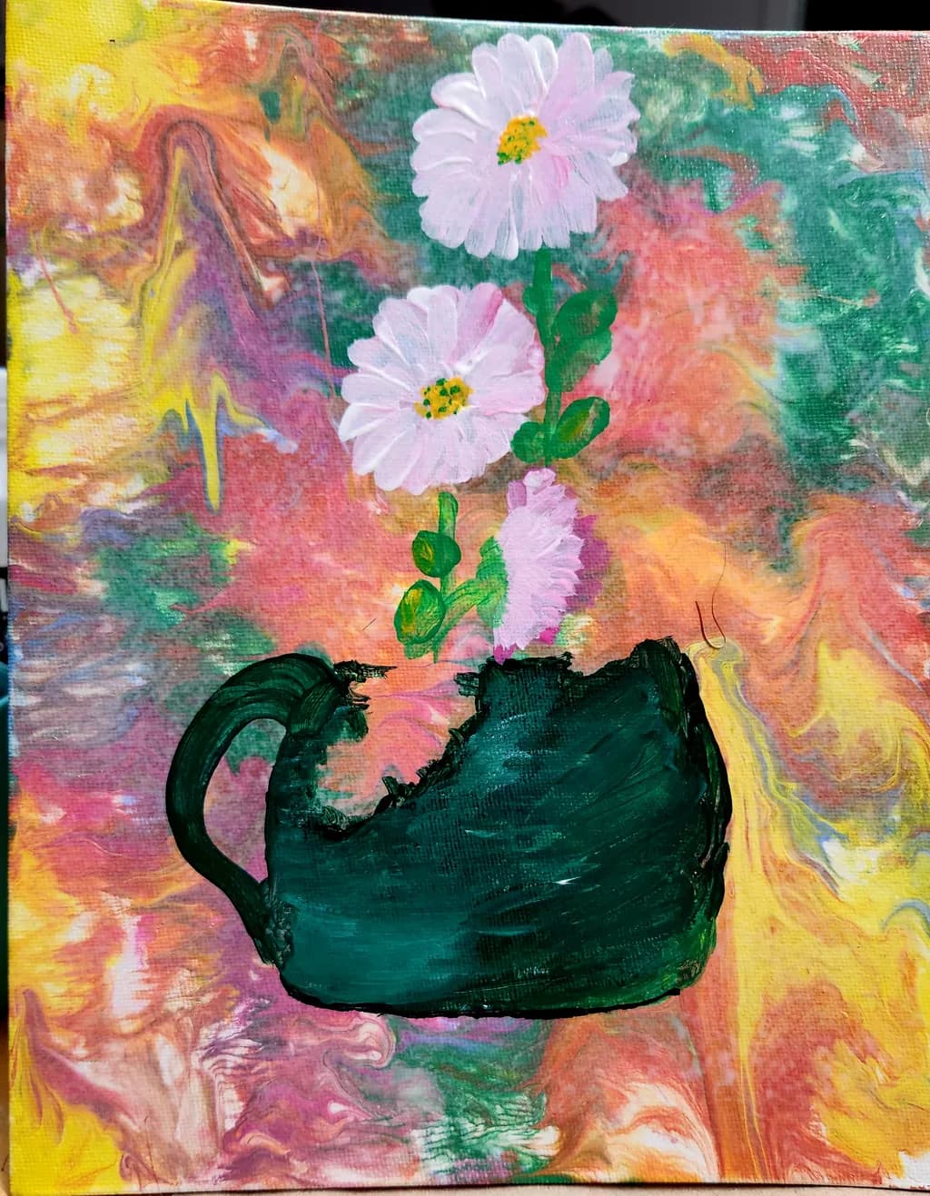 Abstract Teapot and Flowers