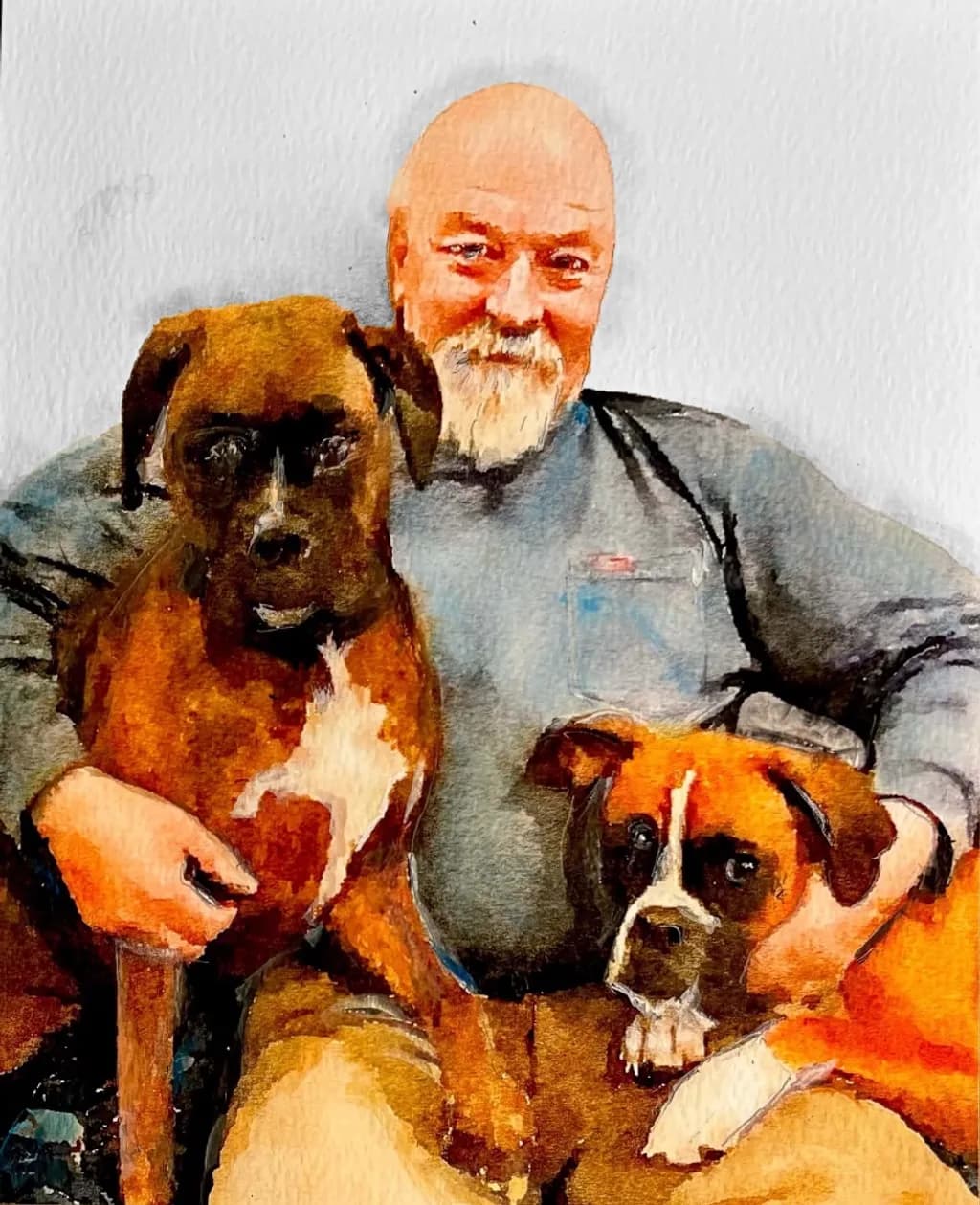Man with Boxer Dogs
