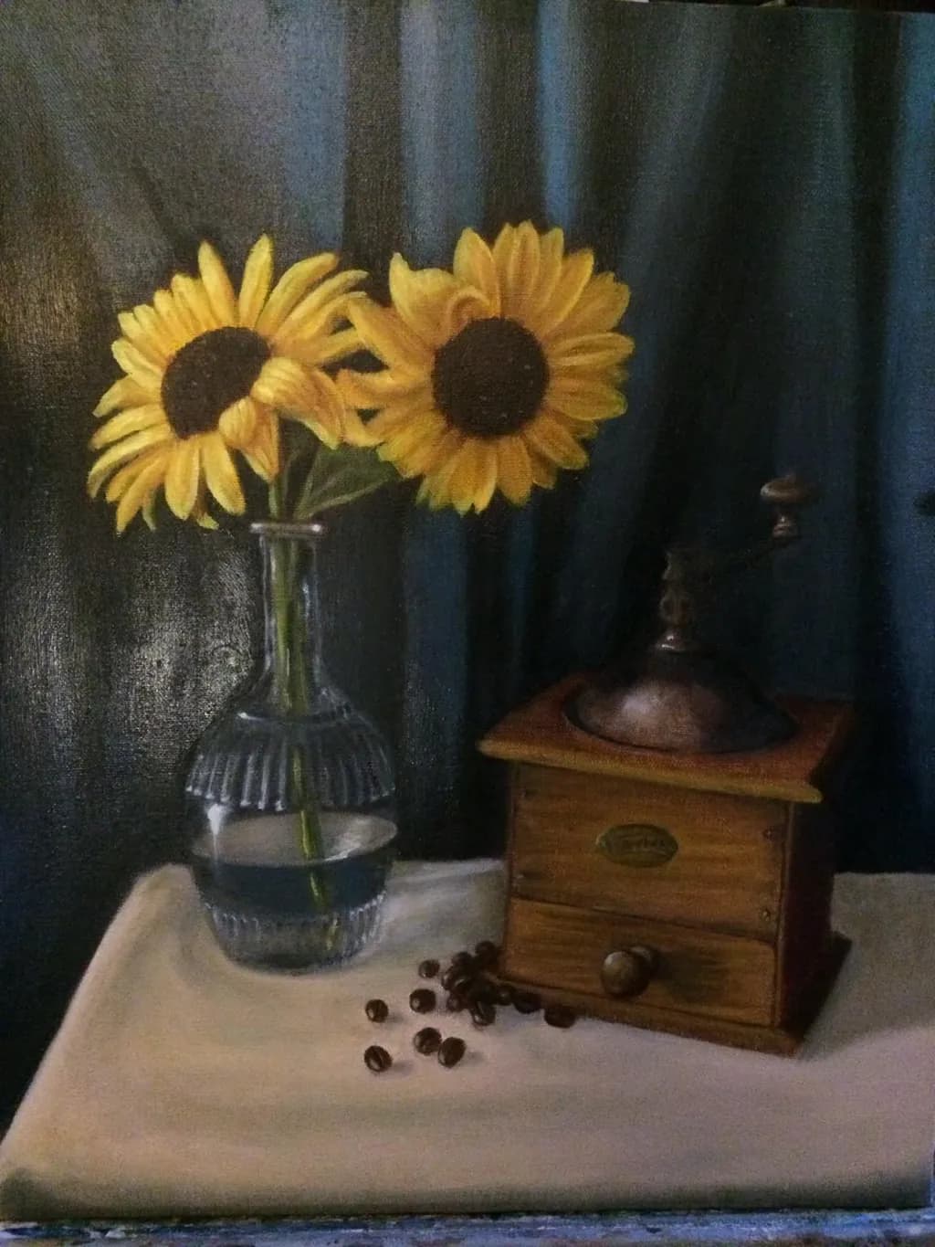 Sunflowers and Coffee Grinder