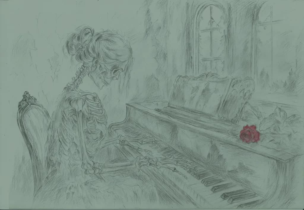 Smrt Skeleton at Piano