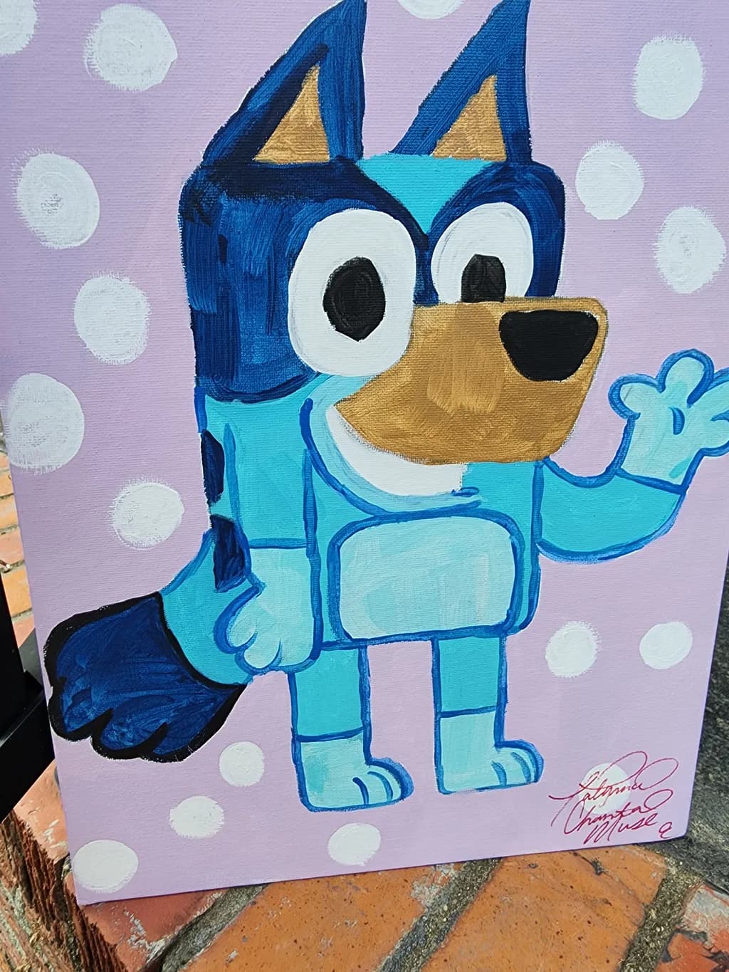 Blue Dog on Purple Background