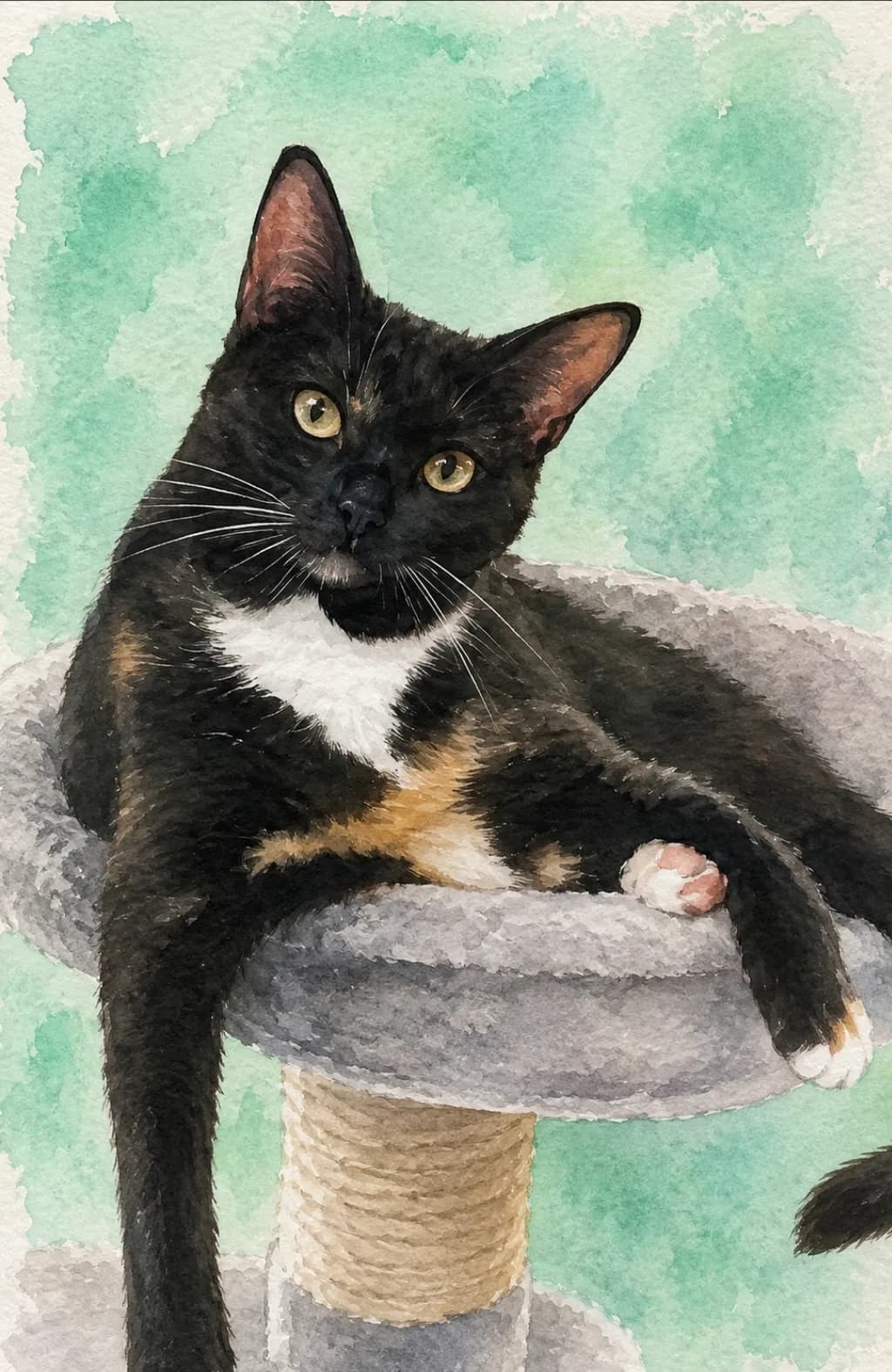 Tuxedo Cat on Perch