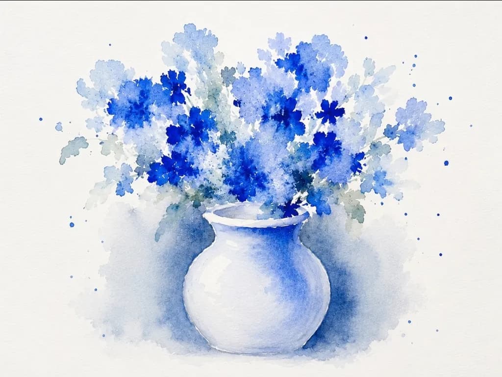 Blue Flowers in Vase