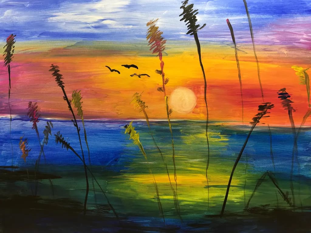 Sunset Over Lake Reeds