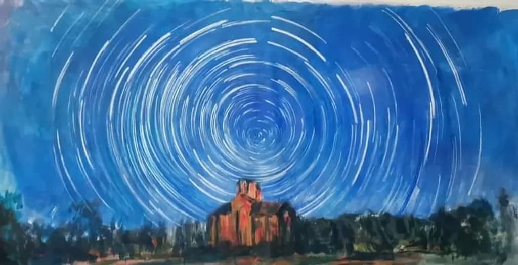 Star Trails Over Building