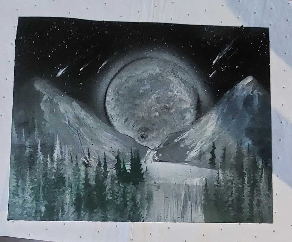 Moonlit Mountain Scene