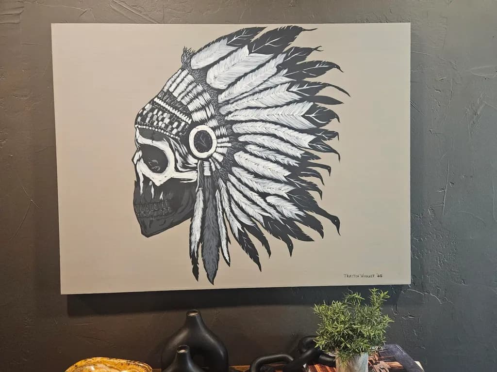 Skull with Feather Headdress