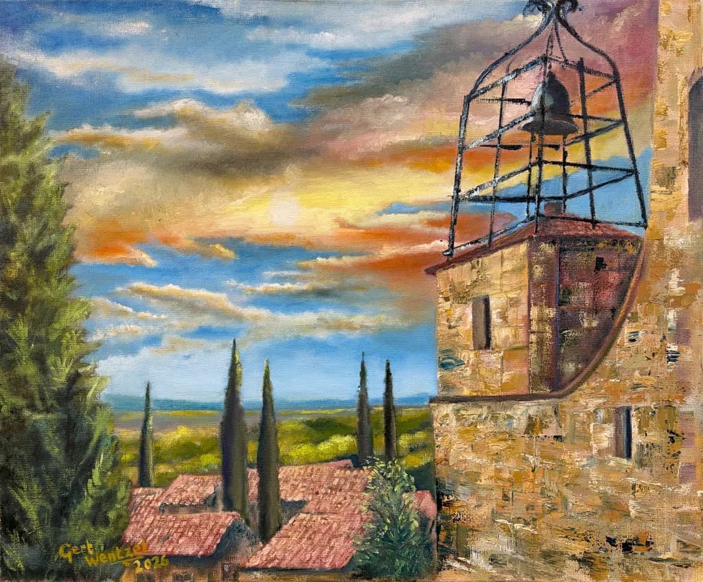 Tuscan Bell Tower Sunset