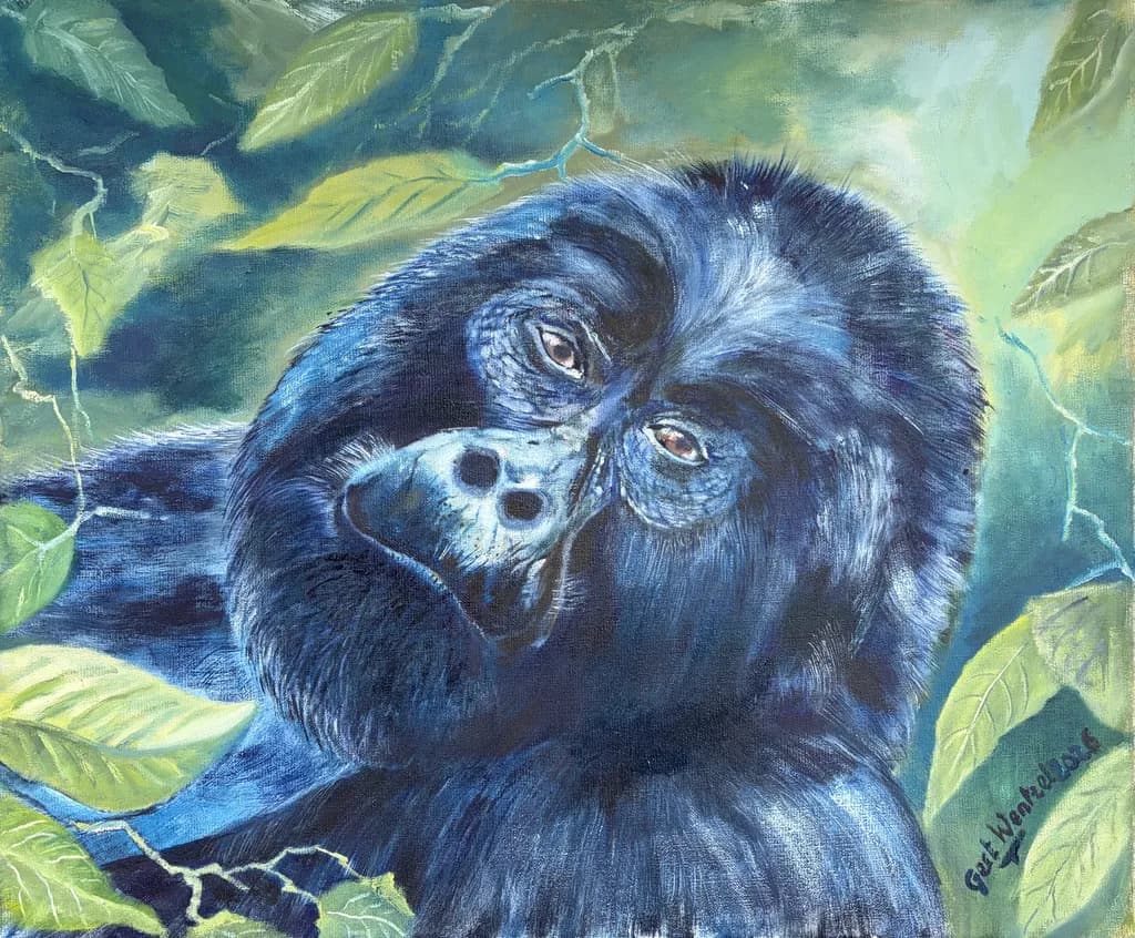 Gorilla Among Leaves