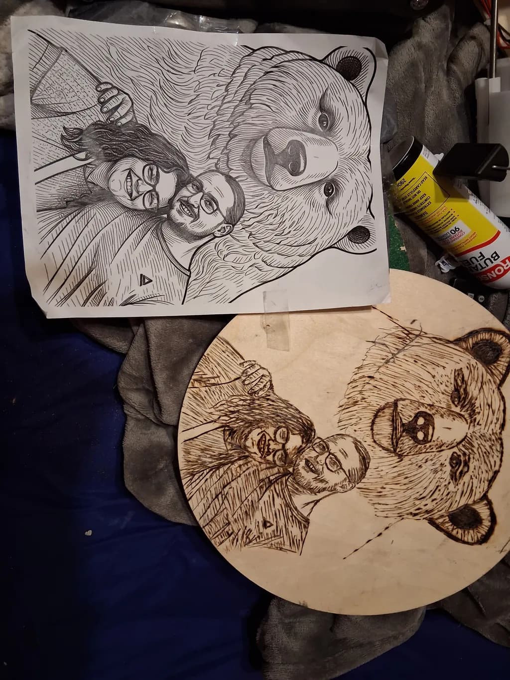 Bear and Couple Portrait