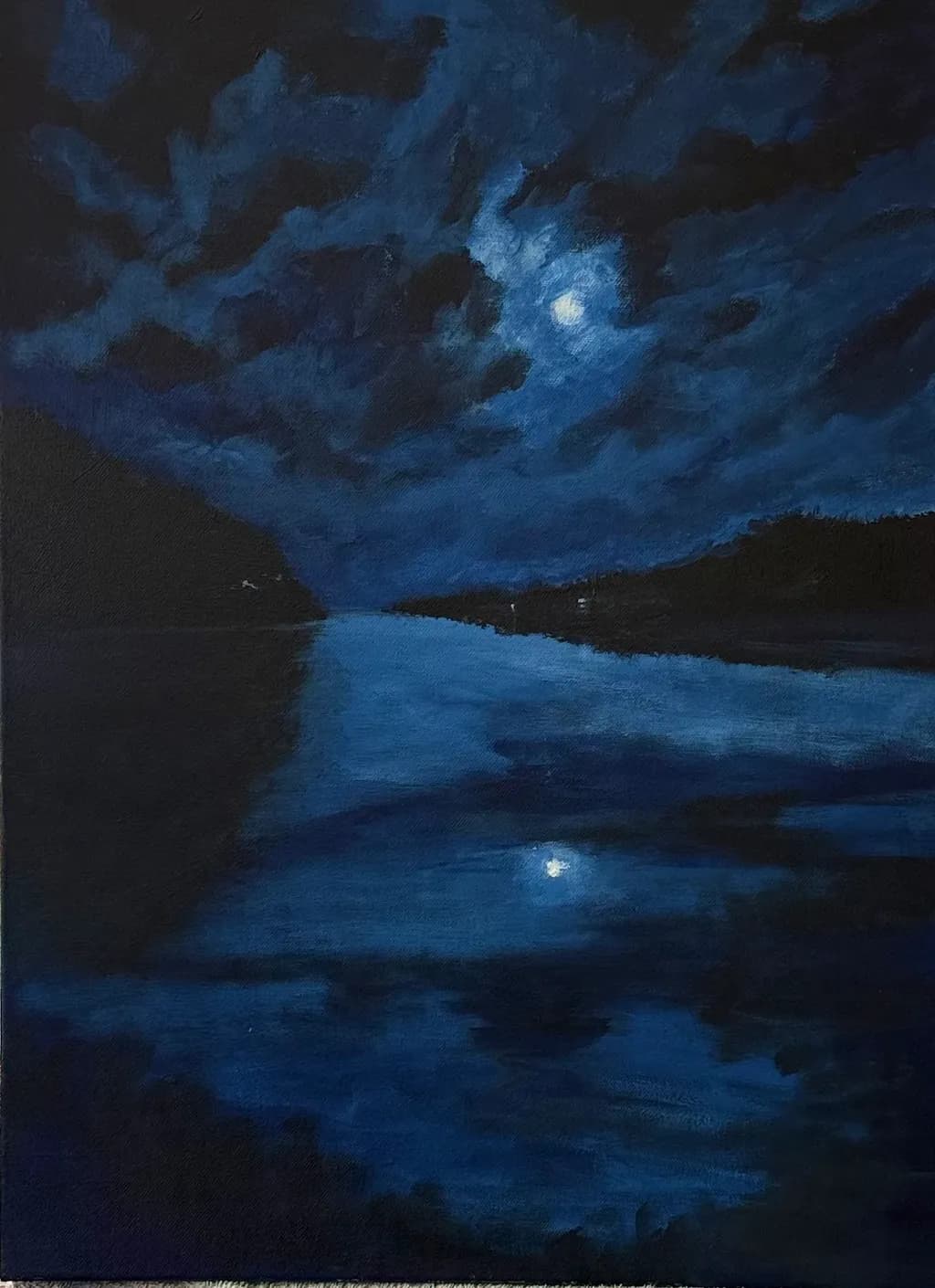 Moonlit River Reflection