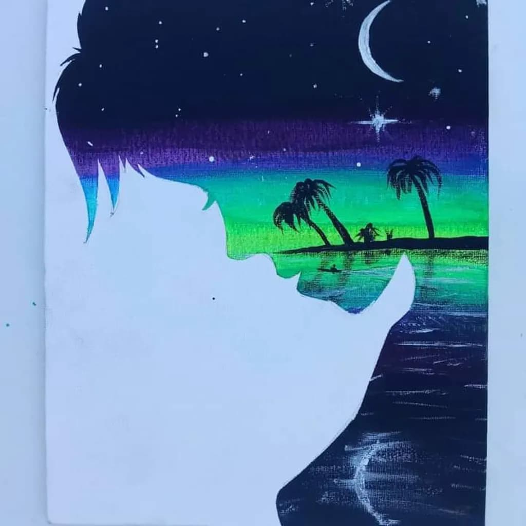 Night Island Reflection