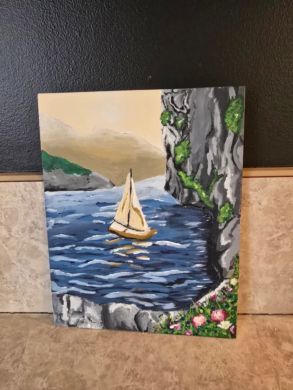 Sailboat by Cliffs