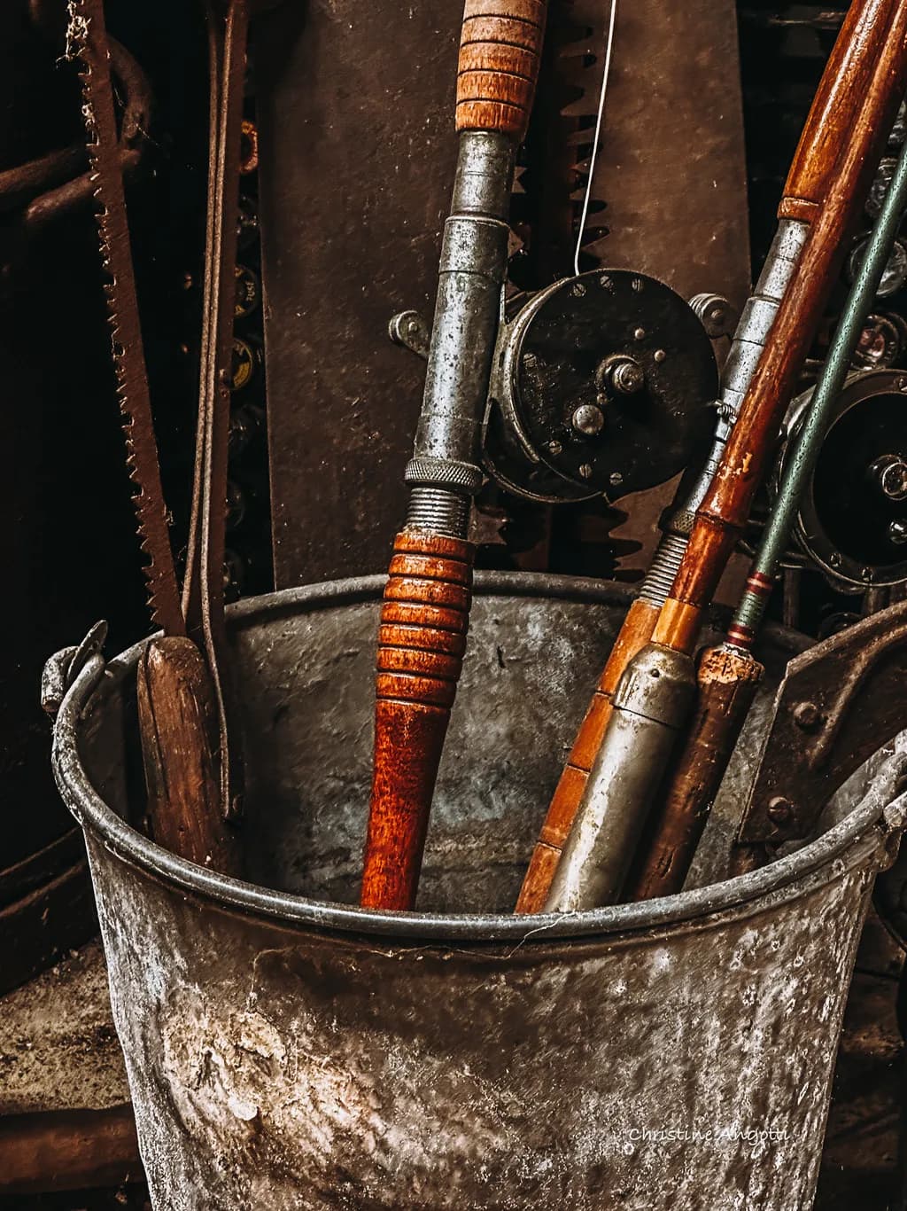 Bucket of Fishing Rods
