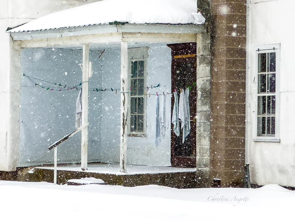 Snowy Porch Laundry