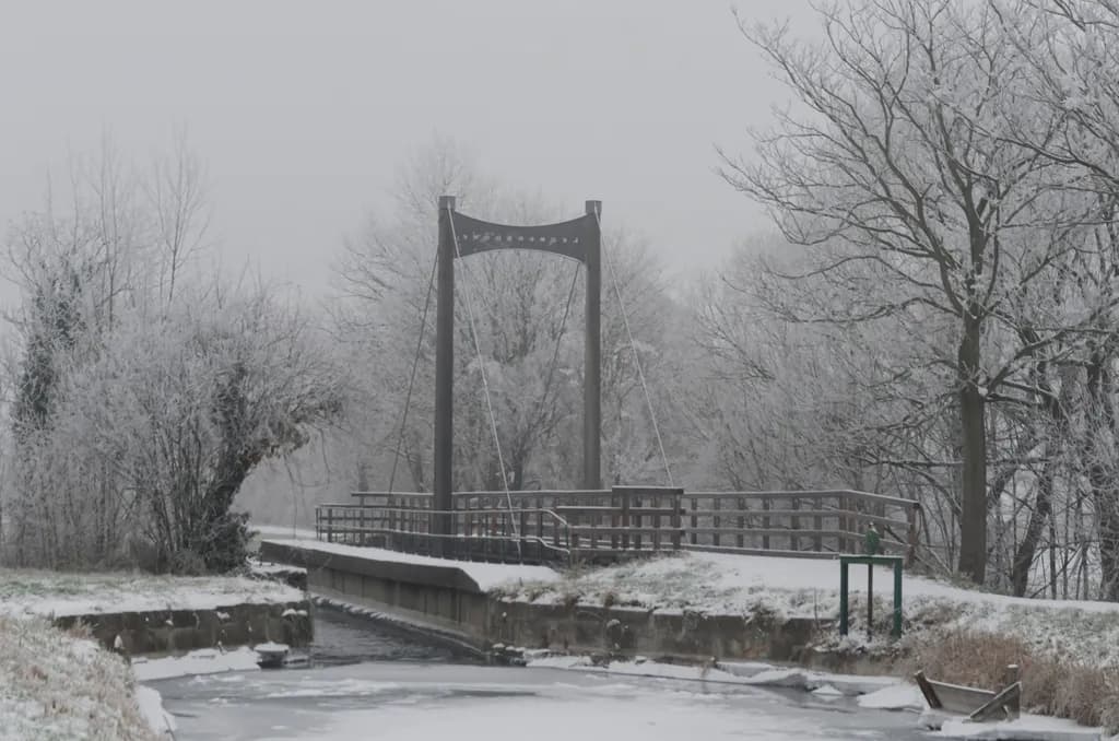 Winter Bridge Over Frozen Creek