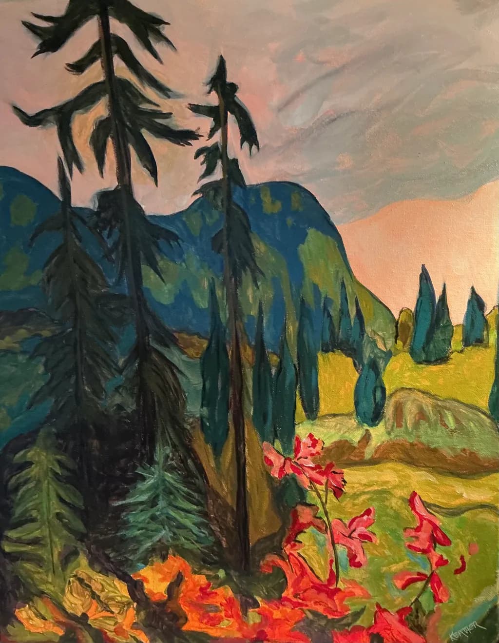 Mountain Pines and Flowers