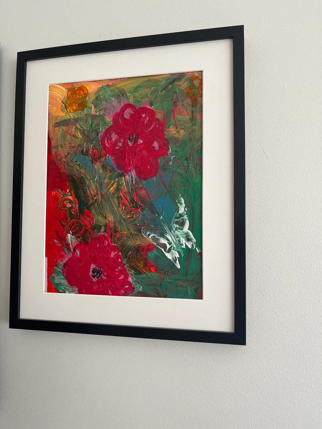 Red Flowers and Butterflies