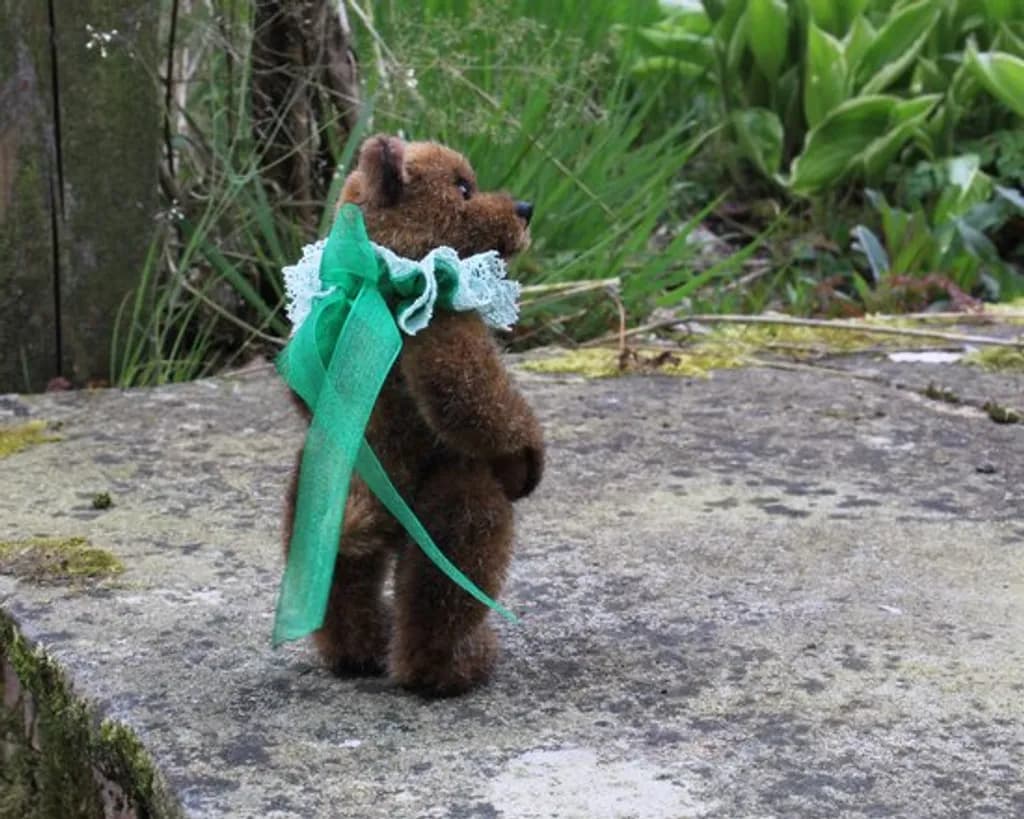 Brown Bear with Green Ribbon
