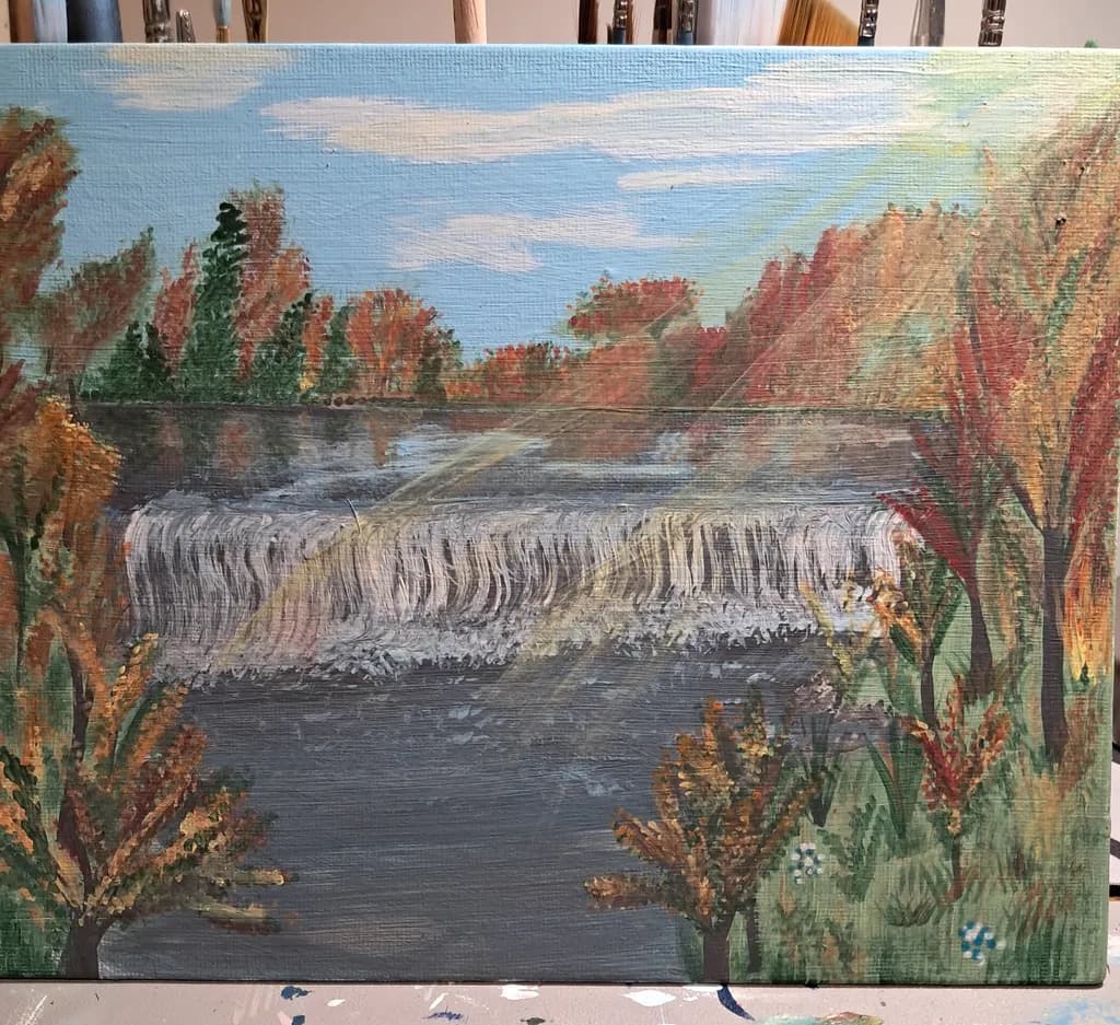 Autumn Waterfall Scene