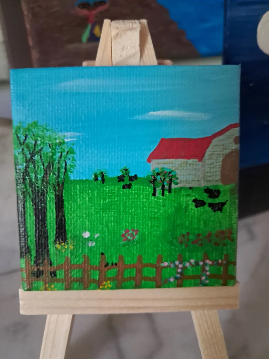 Green Field with Cottage