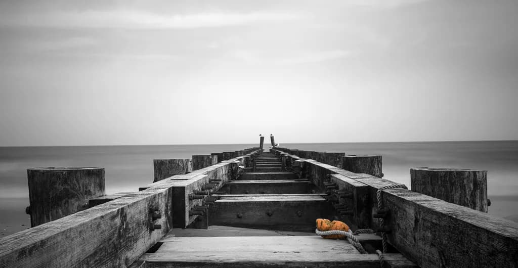 Wooden Pier and Sea