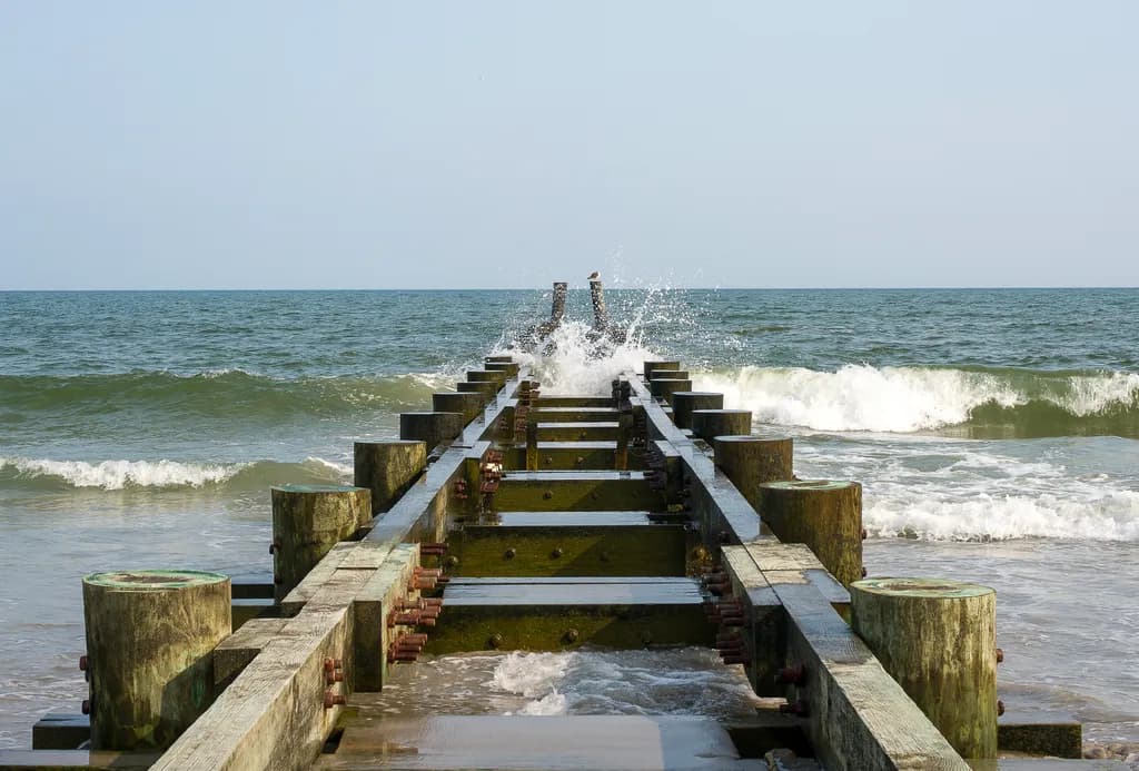 Wooden Pier and Waves