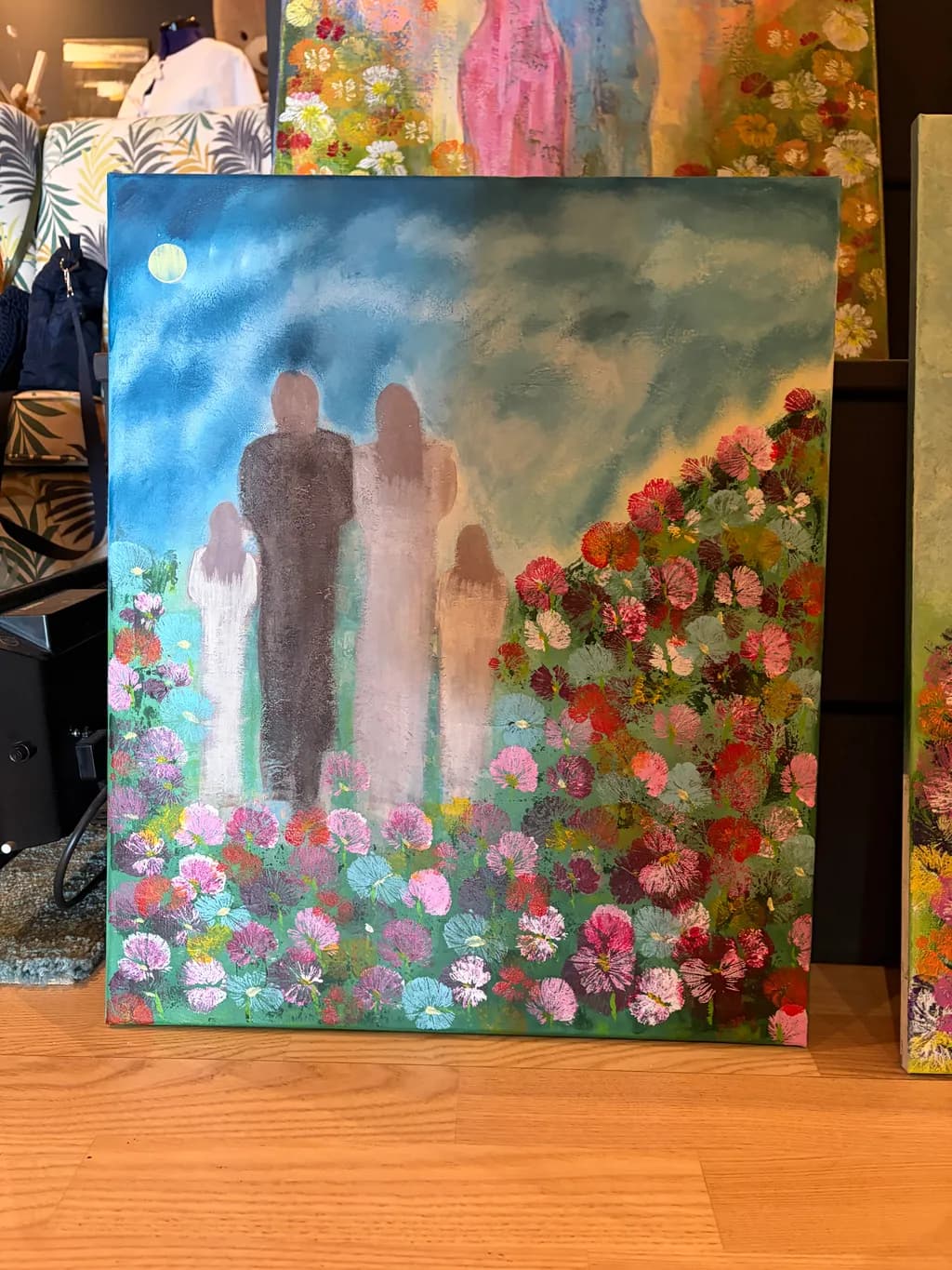 Family in Flower Garden