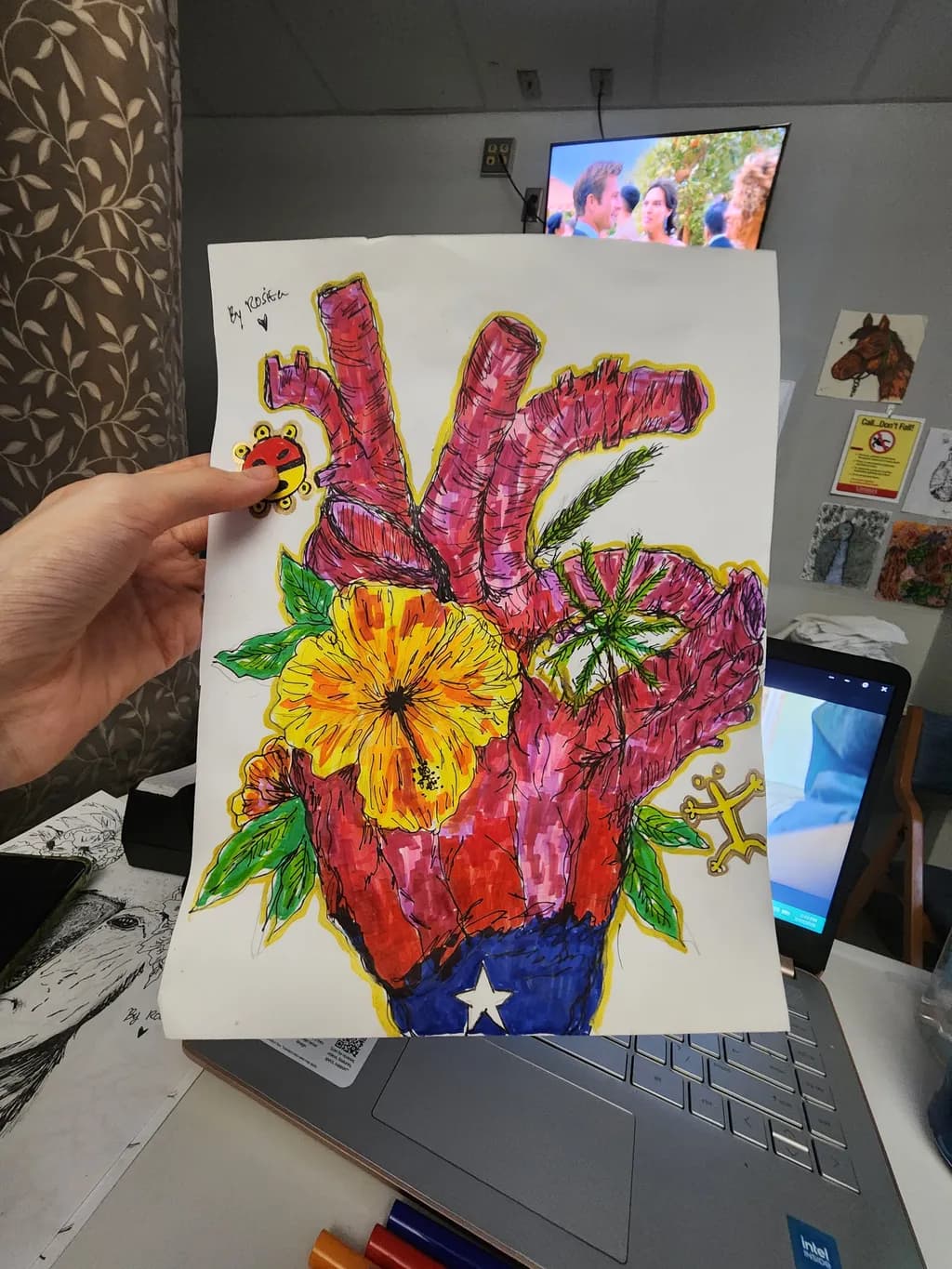 Heart and Flower Illustration