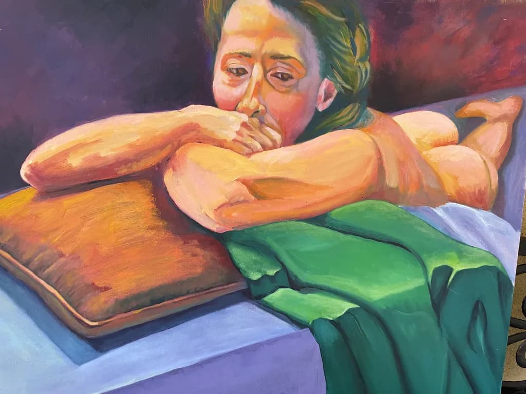 Reclining Nude with Green Drapery
