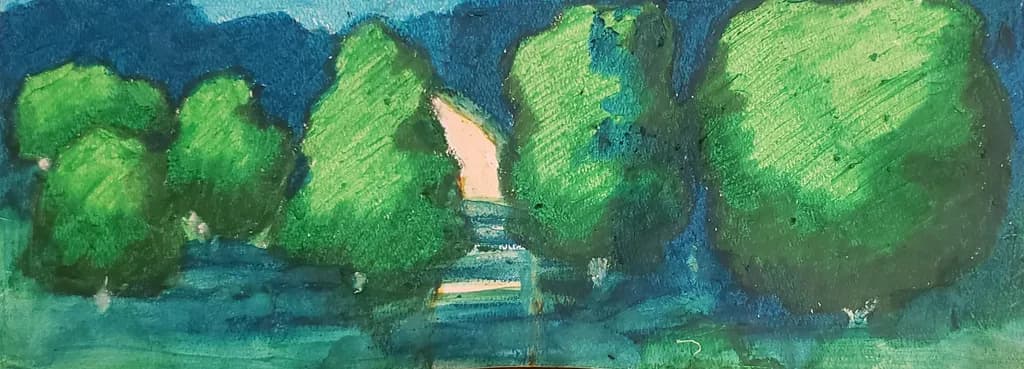 Green Trees in Blue
