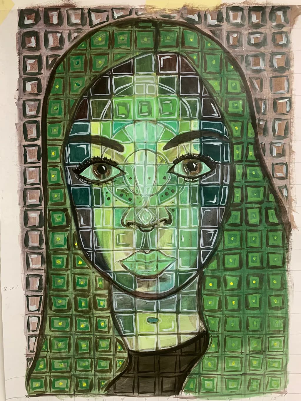Green Grid Portrait