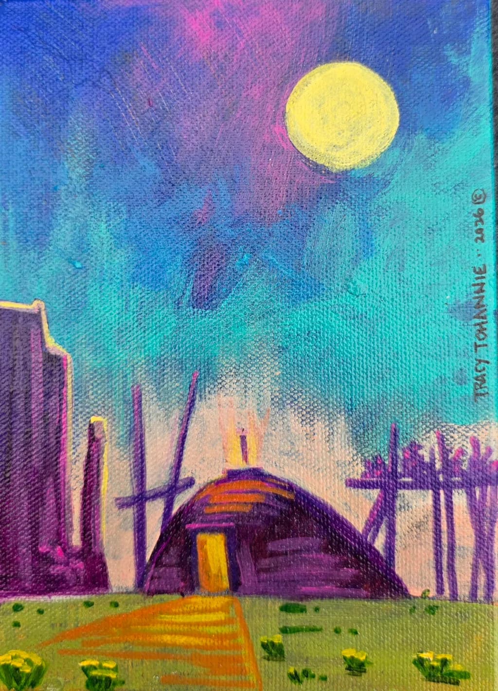 Moonlit Hut Scene