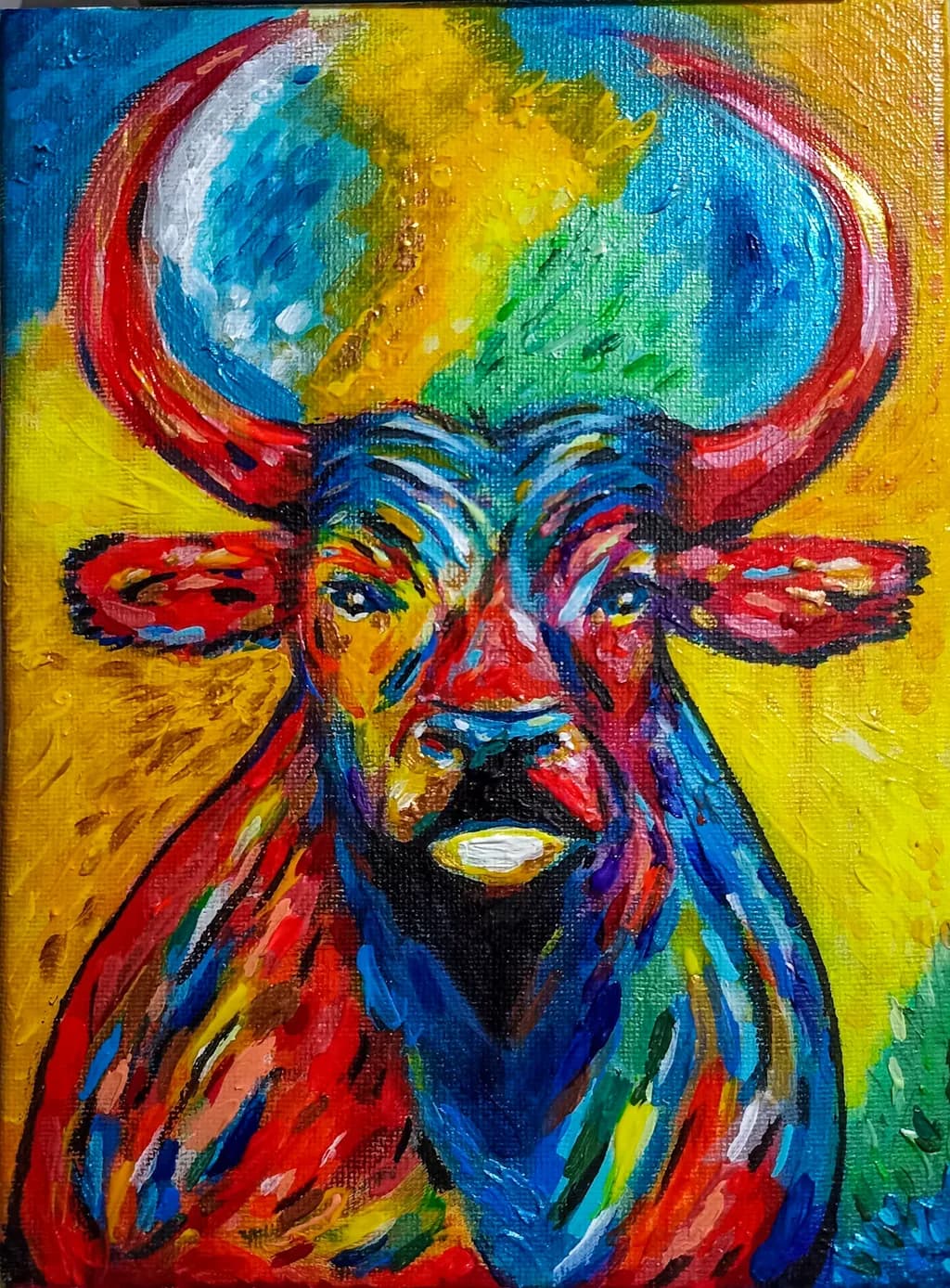 Colorful Bull Portrait