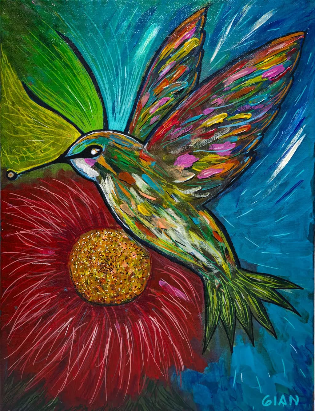 Hummingbird and Flower