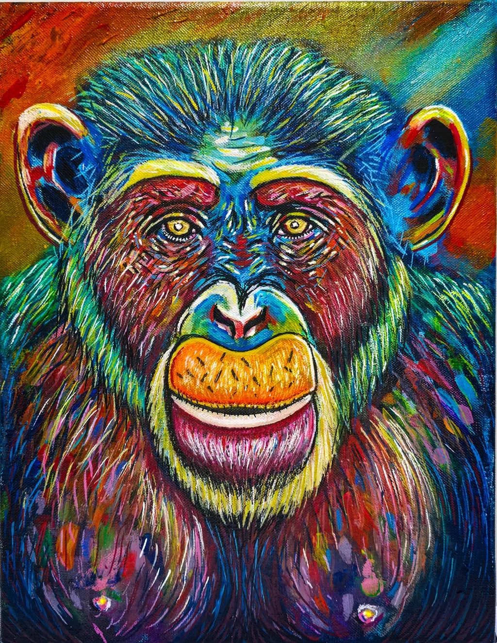 Colorful Chimp Portrait