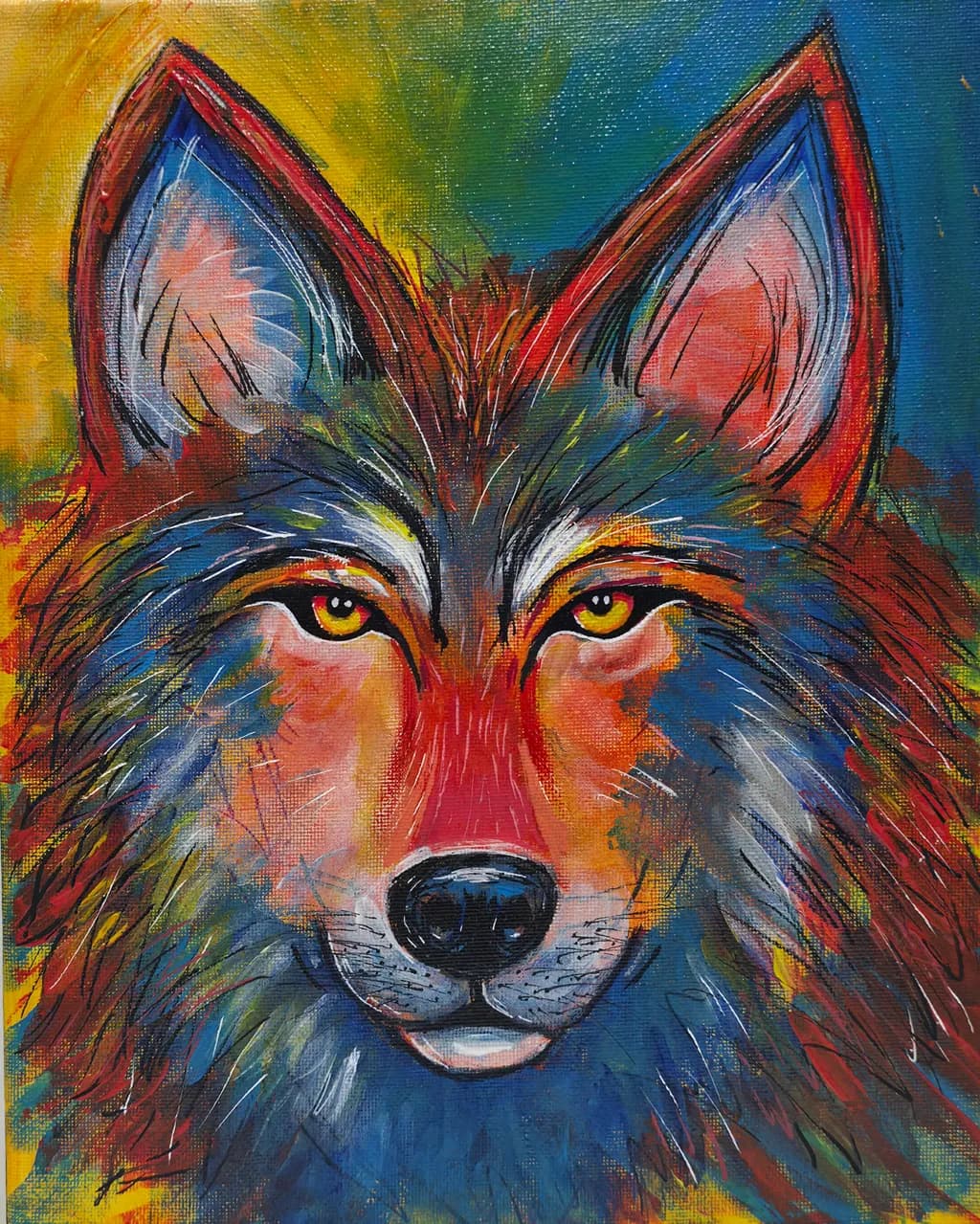 Colorful Wolf Portrait