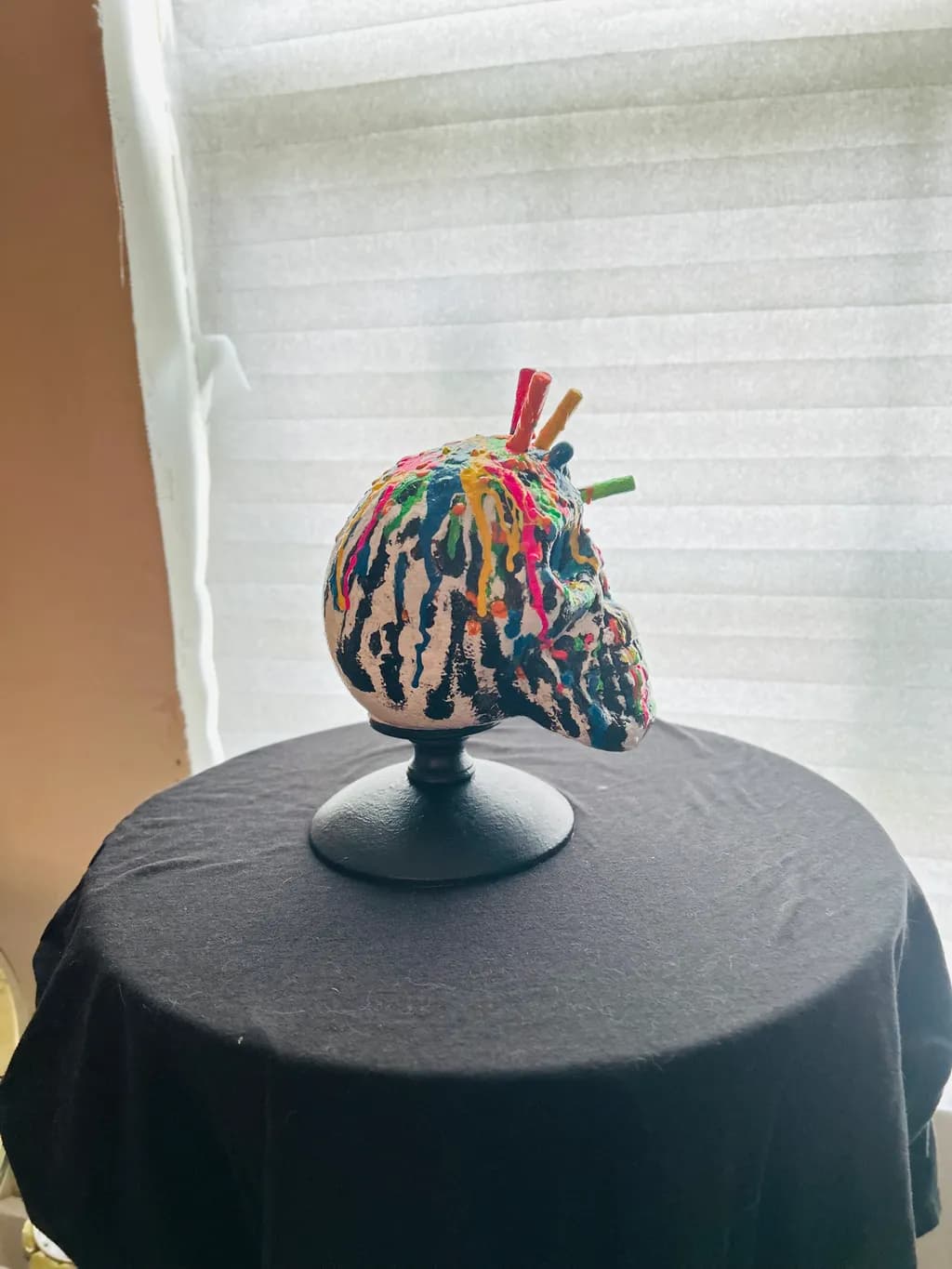 Painted Skull Sculpture