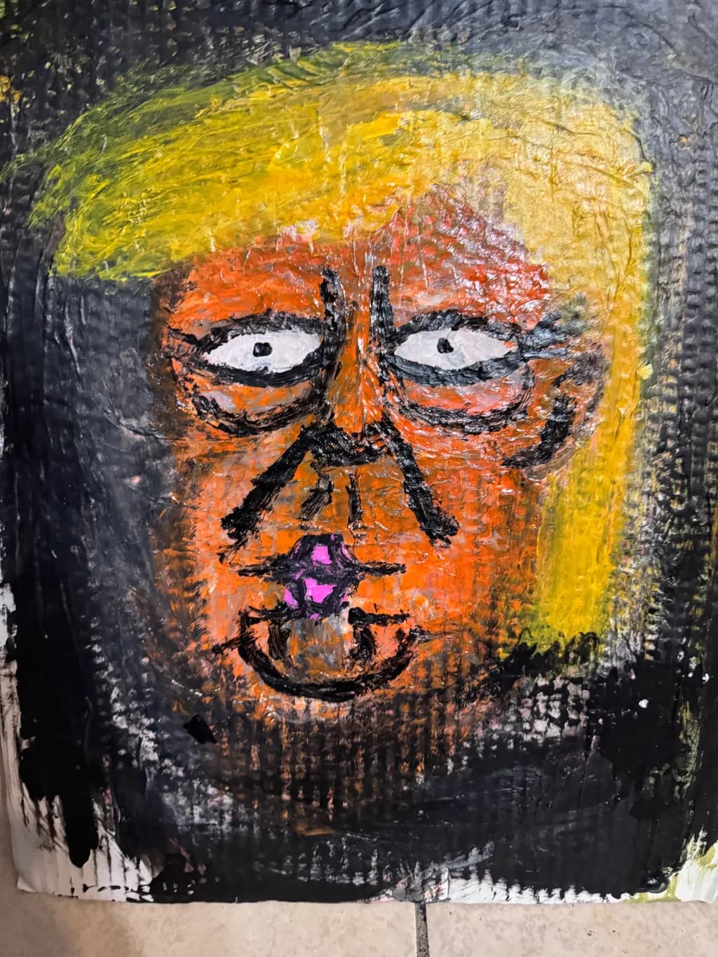 Abstract Face with Yellow Hair