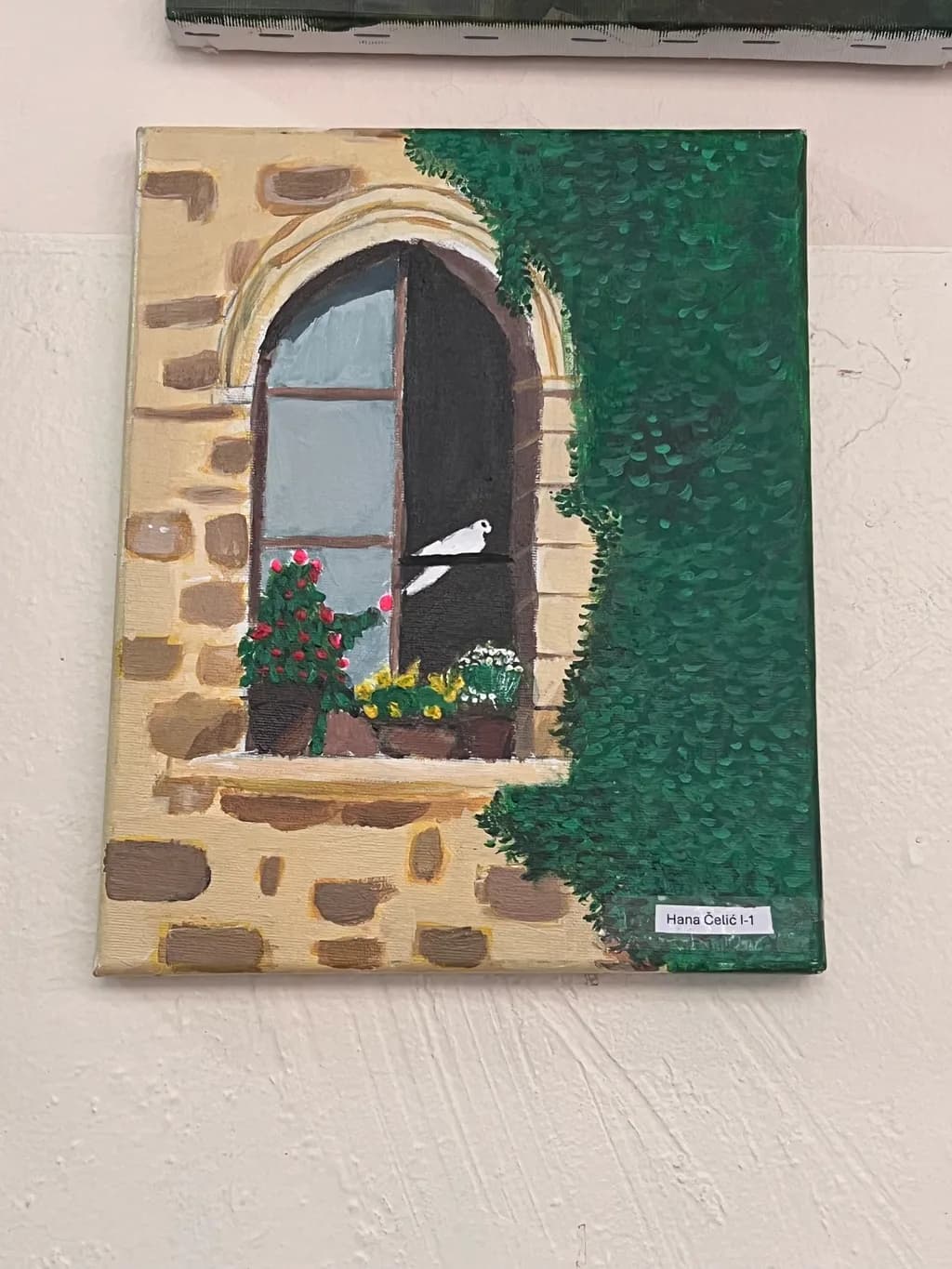 Ivy Window with Bird