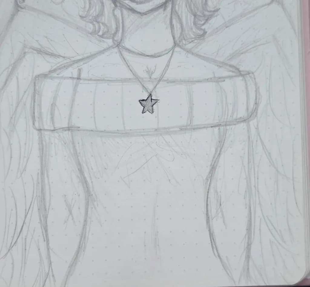 Star Necklace Portrait Sketch