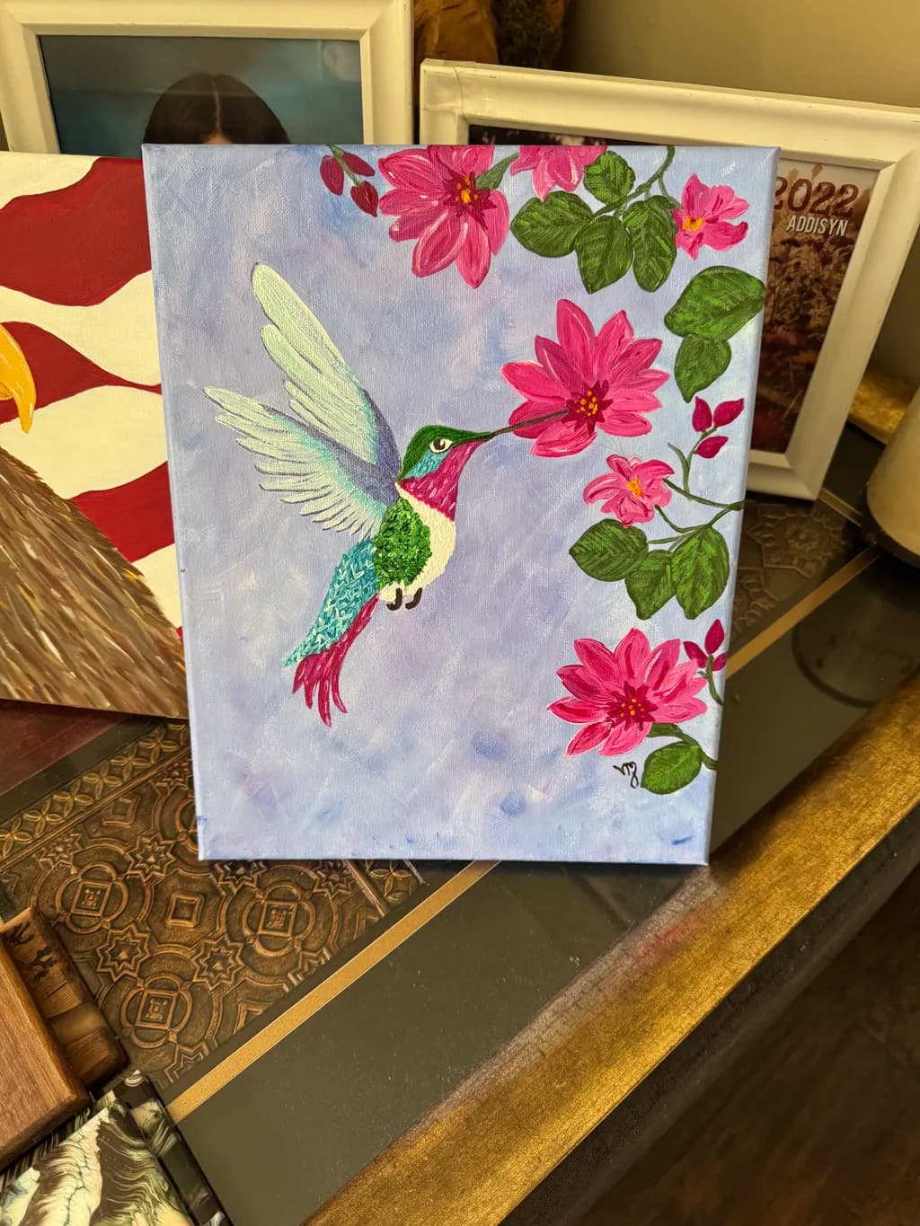 Hummingbird and Flowers