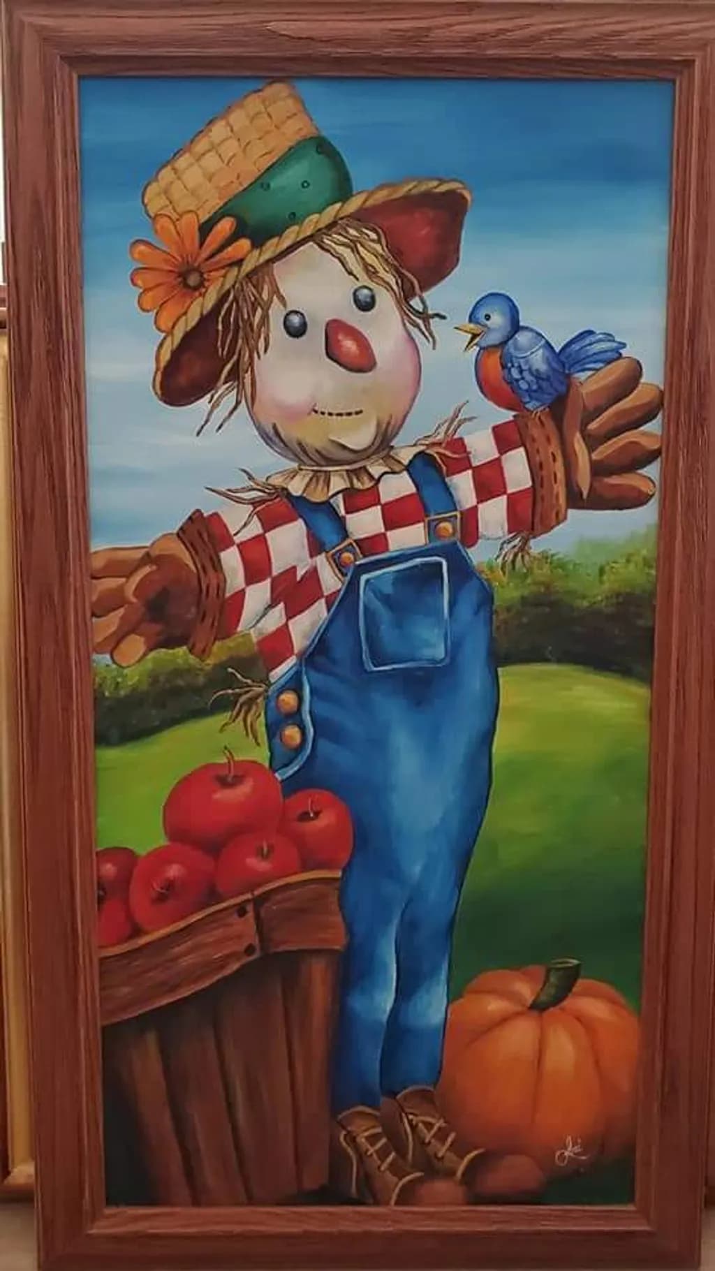 Scarecrow with Apples and Pumpkin
